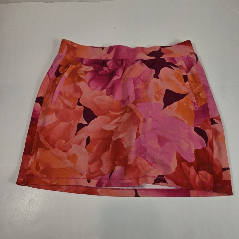 t by talbots women's skort skirt pink large floral